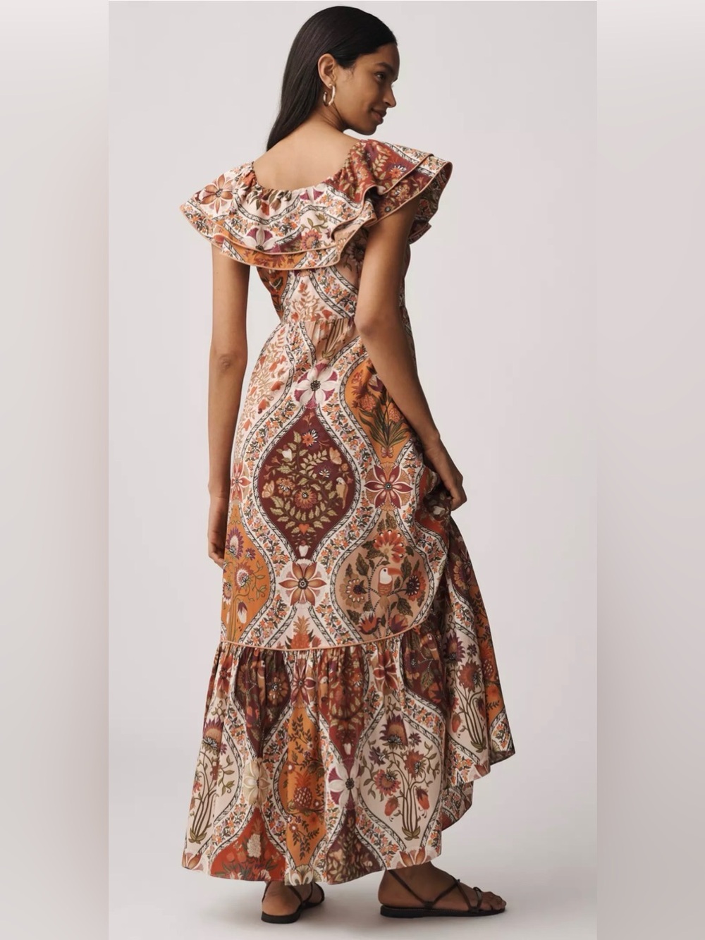 NWT AUTH FARM RIO Fall Romantic Nature Off-Shoulder Maxi Dress Medium Pockets - Picture 2 of 14